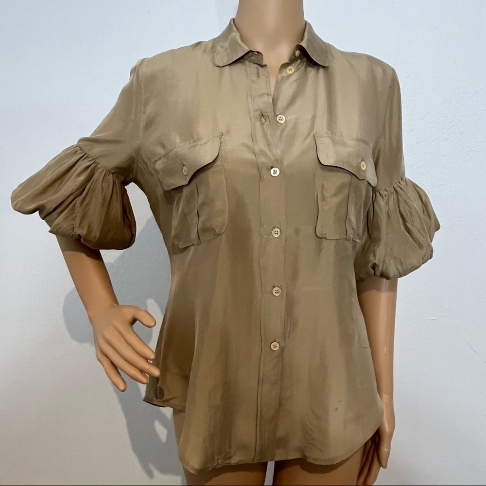 Paul Smith Gold Silk Balloon Sleeve Top